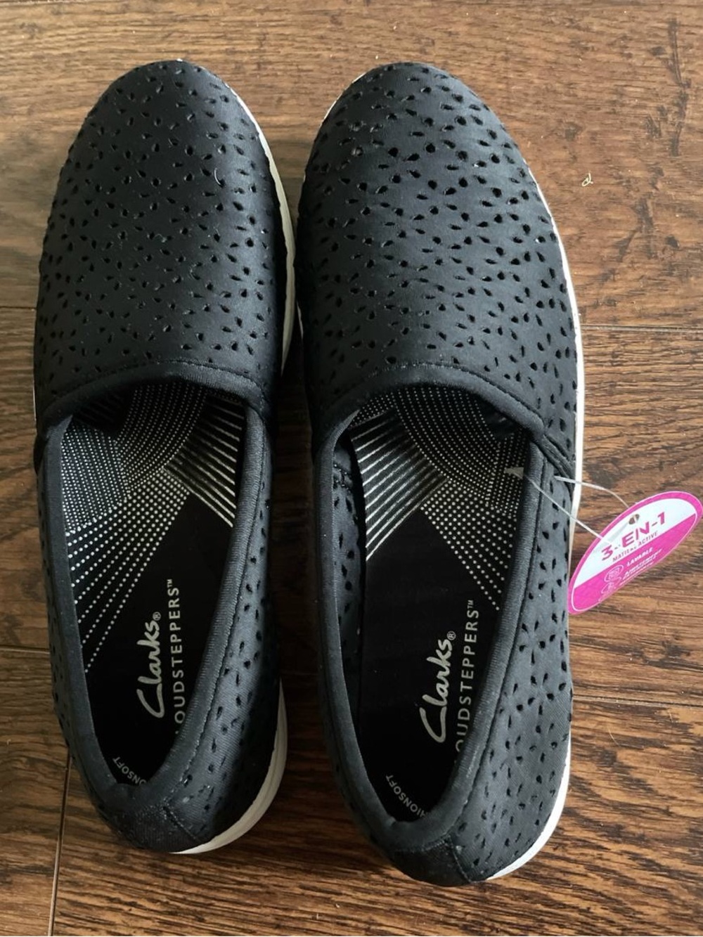 Clarks Black Perforated Slip-On Comfort Flats